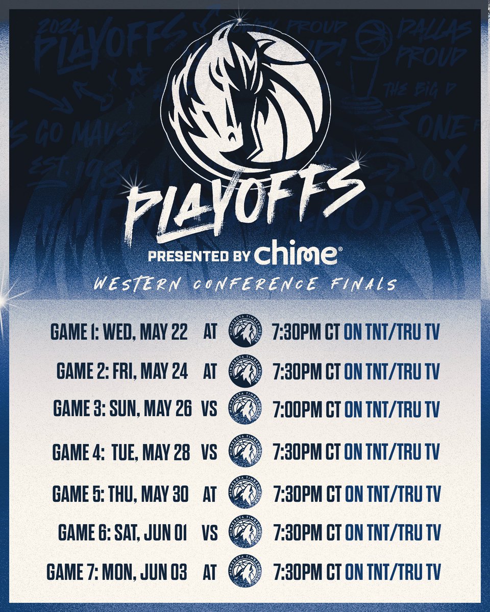 Our matchup is locked 🔒 Mark your calendars for the Western Conference Finals.

@Chime // #OneForDallas #MFFL