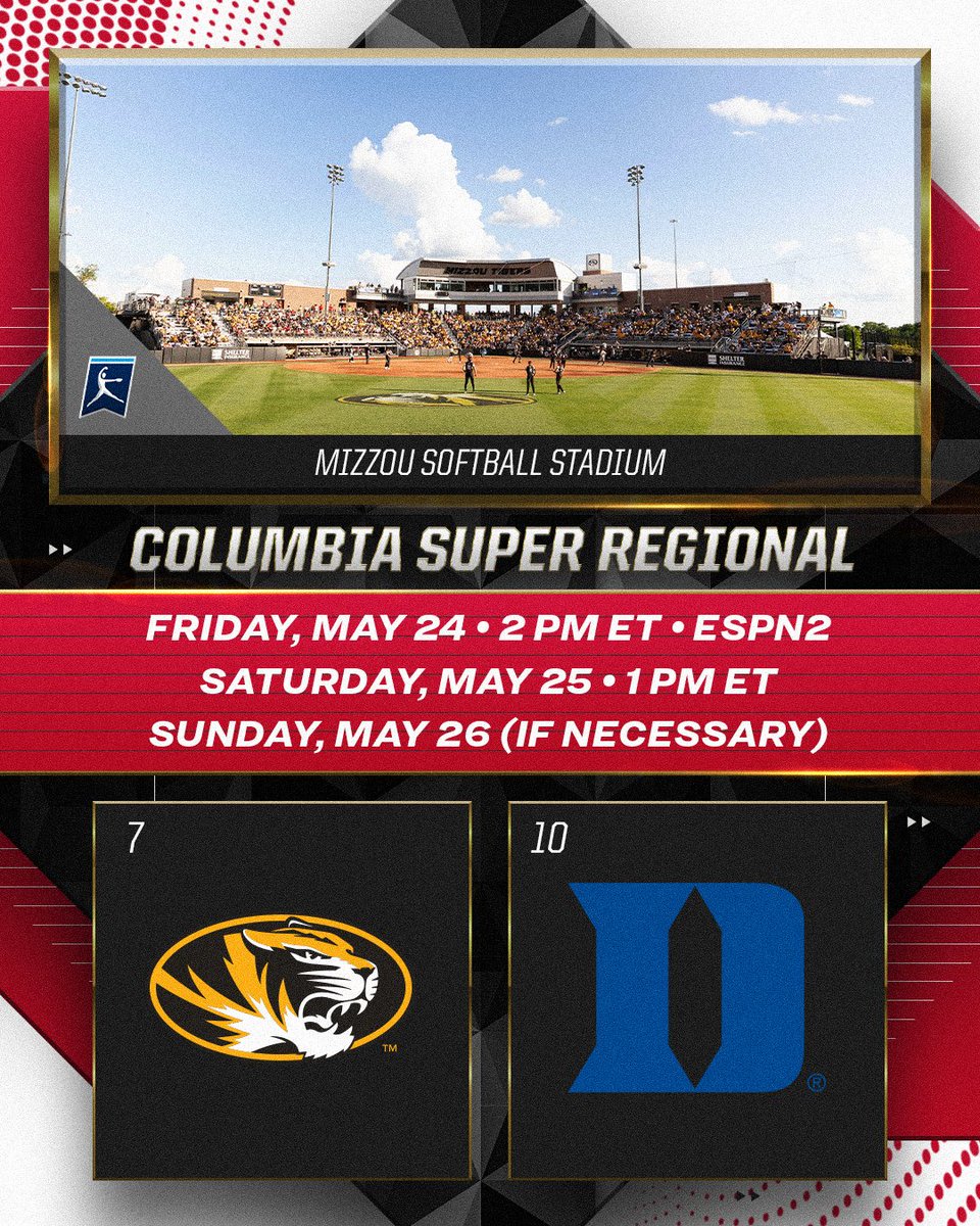 Columbia Super Regional (7) @MizzouSoftball 🆚 (10) @DukeSOFTBALL #RoadToWCWS