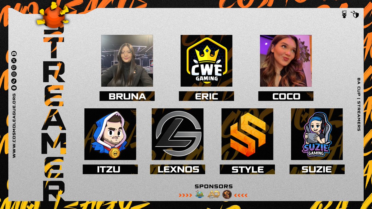 It's an honor to have the top creators in @CoCEsports covering BA Cup along with 100+ other streamers!

Give them a follow and make sure to join our discord to get notified for BA Cup streams!
discord.gg/cosmoleague

#CosmoLeague #BACup
#ClashOfClans