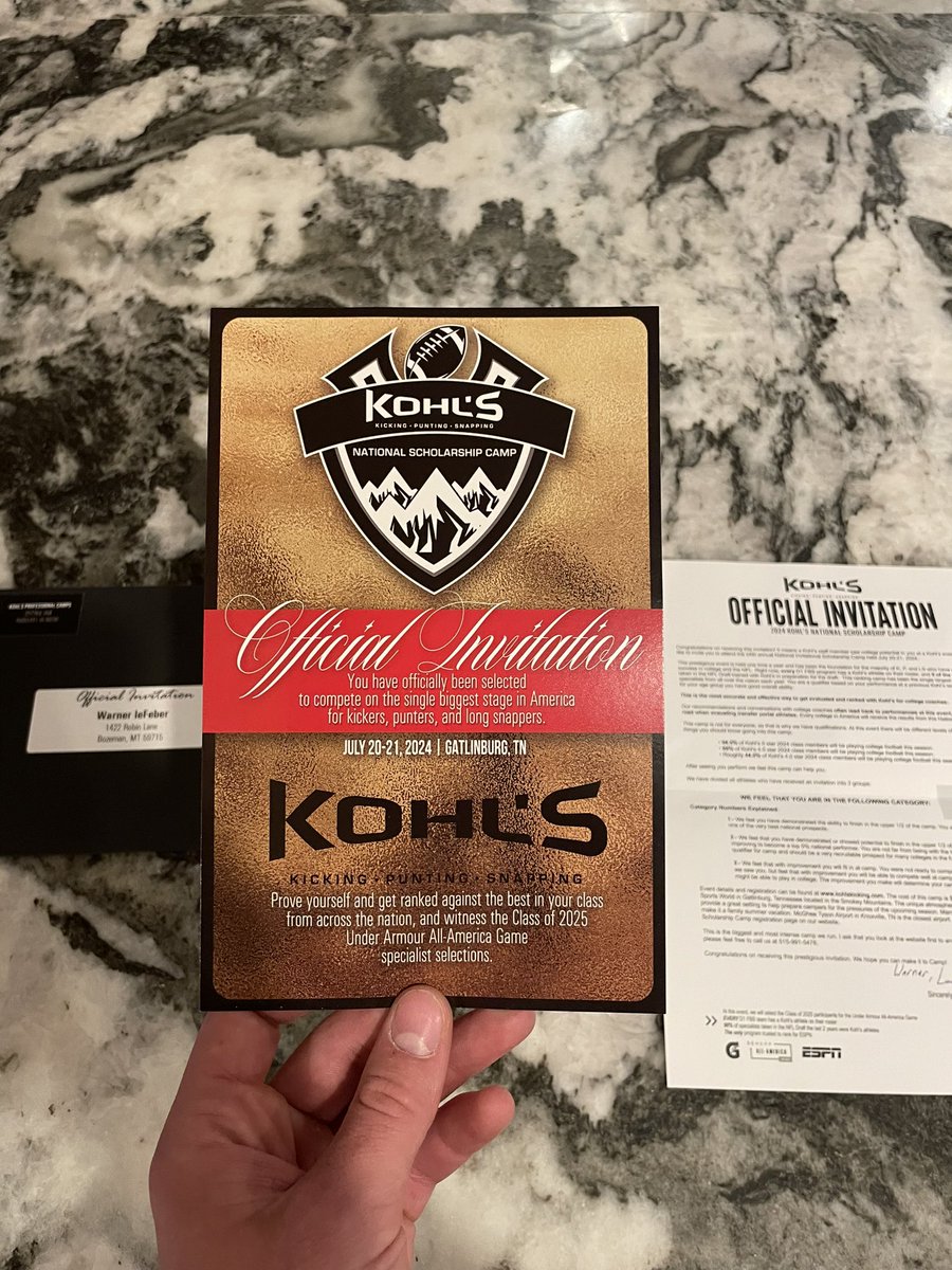 Warner leFeber (@warnerlefeber) on Twitter photo I am beyond grateful to be invited to the kohls national scholarship camp in Tennessee this year!🏈<a href="/KohlsKicking/">Kohl's Kicking Camps</a> <a href="/KohlsHighlights/">Kicking, Punting, Long Snapping Highlights</a> I am beyond grateful to be invited to the kohls national scholarship camp in Tennessee this year!🏈<a href="/KohlsKicking/">Kohl's Kicking Camps</a> <a href="/KohlsHighlights/">Kicking, Punting, Long Snapping Highlights</a>