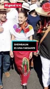 #ClaudiaHipocrita que usa a la Virgen de Guadalupe en su falda.