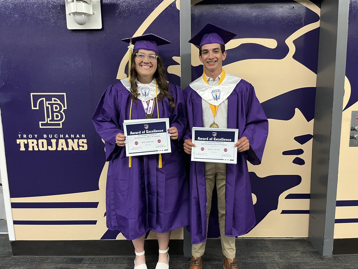Congratulations to Bella Skibinski &amp; Aiden Vaccaro for being awarded the NFHS Award of Excellence! 

Great representatives of Troy Buchanan High School!