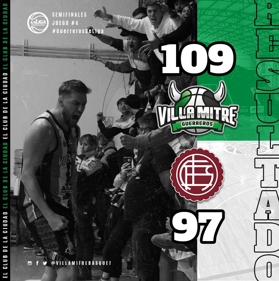 🏀 #LigaArgentina

👊🏼 ¡GANOOOOOOOOOOOO VILLA MITRE!

🗣 ¡Que festeje toda la ciudad de Villa Mitre! 

🎉 Estamos en la final de la conferencia sur.

#GuerrerosdeLiga
#ElClubdelaCiudad 🇦🇪
