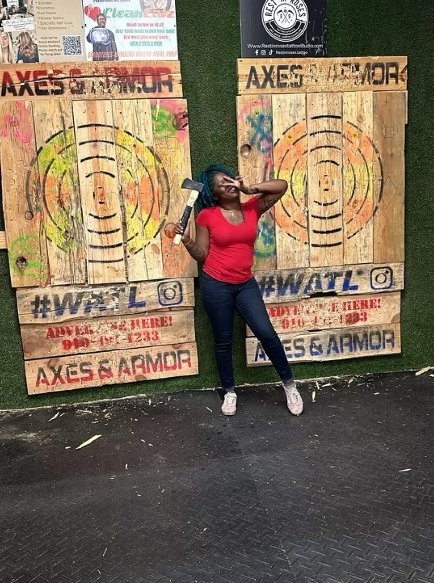 Looks like she’s having fun! Come on out and invite you friends for some axe throwing!

#axesandarmor #faync #fay #fayettevillenc #springlakenc #raefordnc #ftbragg #fortbragg #ftliberty #fortliberty #axethrowing #pool #poolleague #ladiesnight #kidsnight #axe