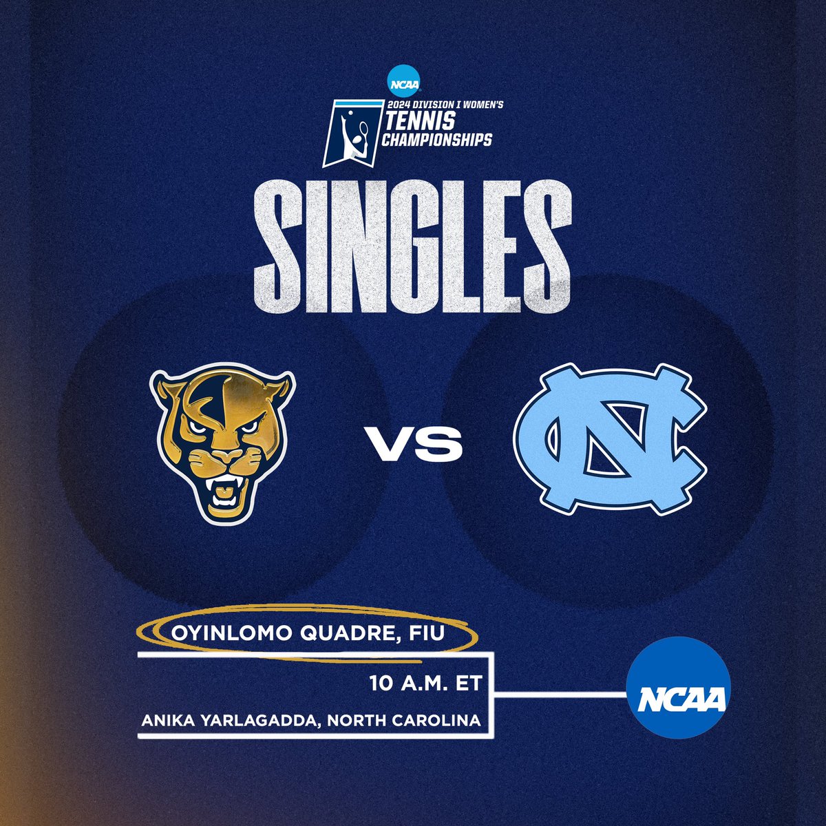 FIU Women’s Tennis (@fiuwtennis) on Twitter photo Oyinlomo Quadre (<a href="/Official_OBQ/">Oyinlomo Barakat Quadre~#OBQ</a>) opens singles play at NCAA Championships Monday morning at 10 a.m. ET 💪
Watch ➡️ bit.ly/4bmyGV3 Oyinlomo Quadre (<a href="/Official_OBQ/">Oyinlomo Barakat Quadre~#OBQ</a>) opens singles play at NCAA Championships Monday morning at 10 a.m. ET 💪
Watch ➡️ bit.ly/4bmyGV3