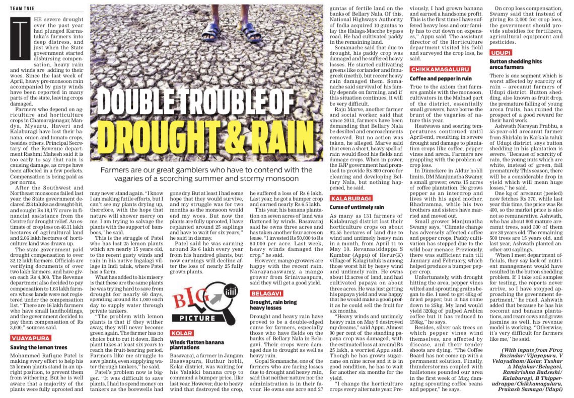 #BigPicture The severe drought over the past year had plunged Karnataka’s farmers into deep distress, and just when the State government started disbursing compensation, heavy rain and winds are adding to their woes newindianexpress.com/states/karnata…