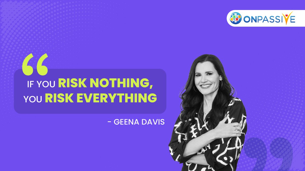 Geena Davis is an American actress, producer, activist, and advocate known for her work in film and television, as well as her contributions to gender equality.

#ONPASSIVE #mondaymotivation #motivationdaily #geenadavis #quotes #inspirationalwords