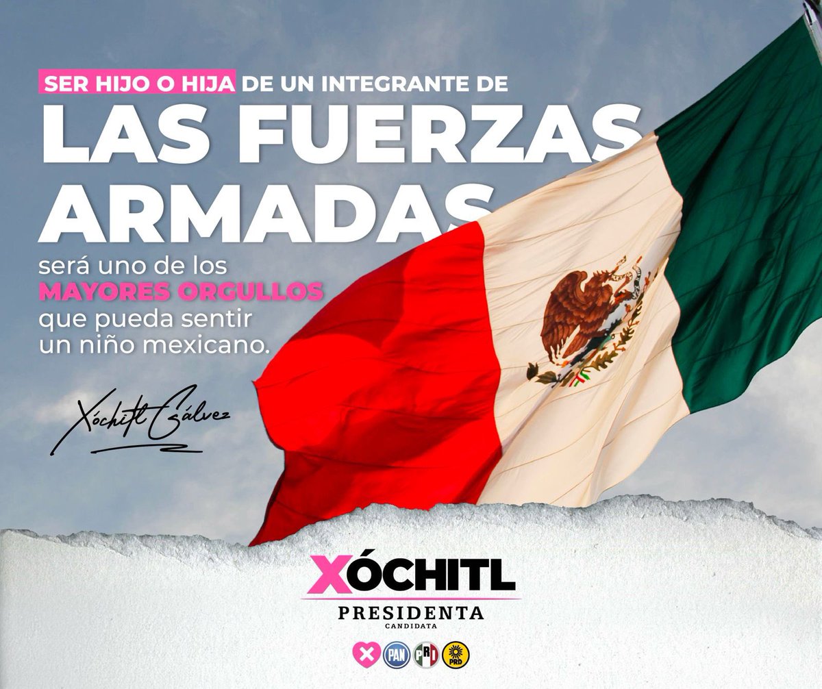 Como Presidenta, me aseguraré de mantener el honor y orgullo de los integrantes de nuestras Fuerzas Armadas.

#XóchitlGálvezPresidenta