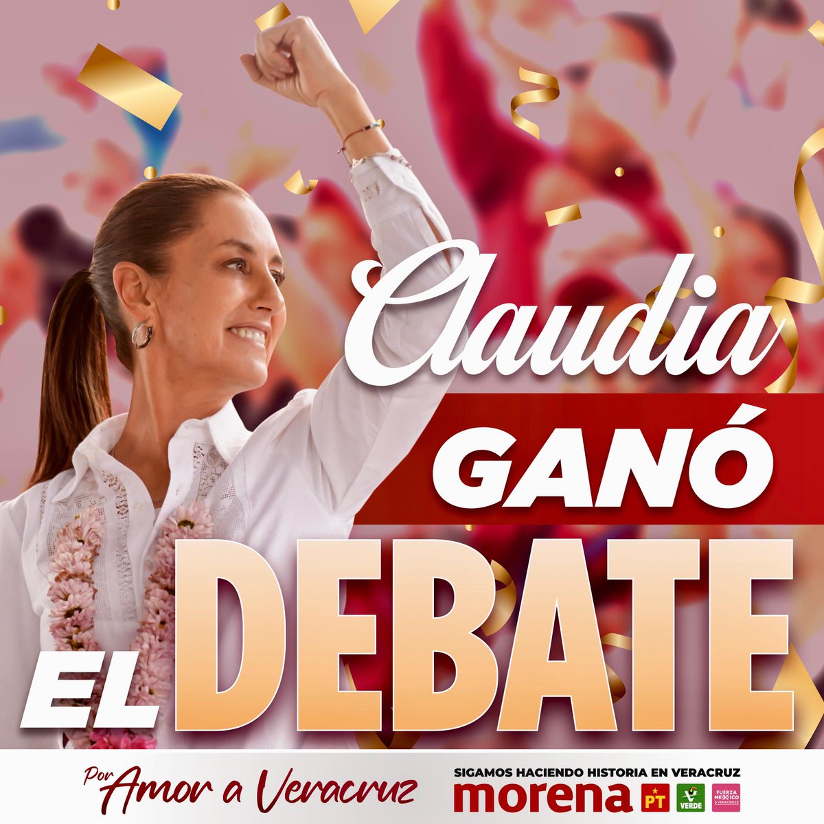 Felicidades México 🇲🇽🇲🇽🇲🇽 ¡ GANÓ CLAUDIA! ⁦@Claudiashein⁩ #ClaudiaPresidenta