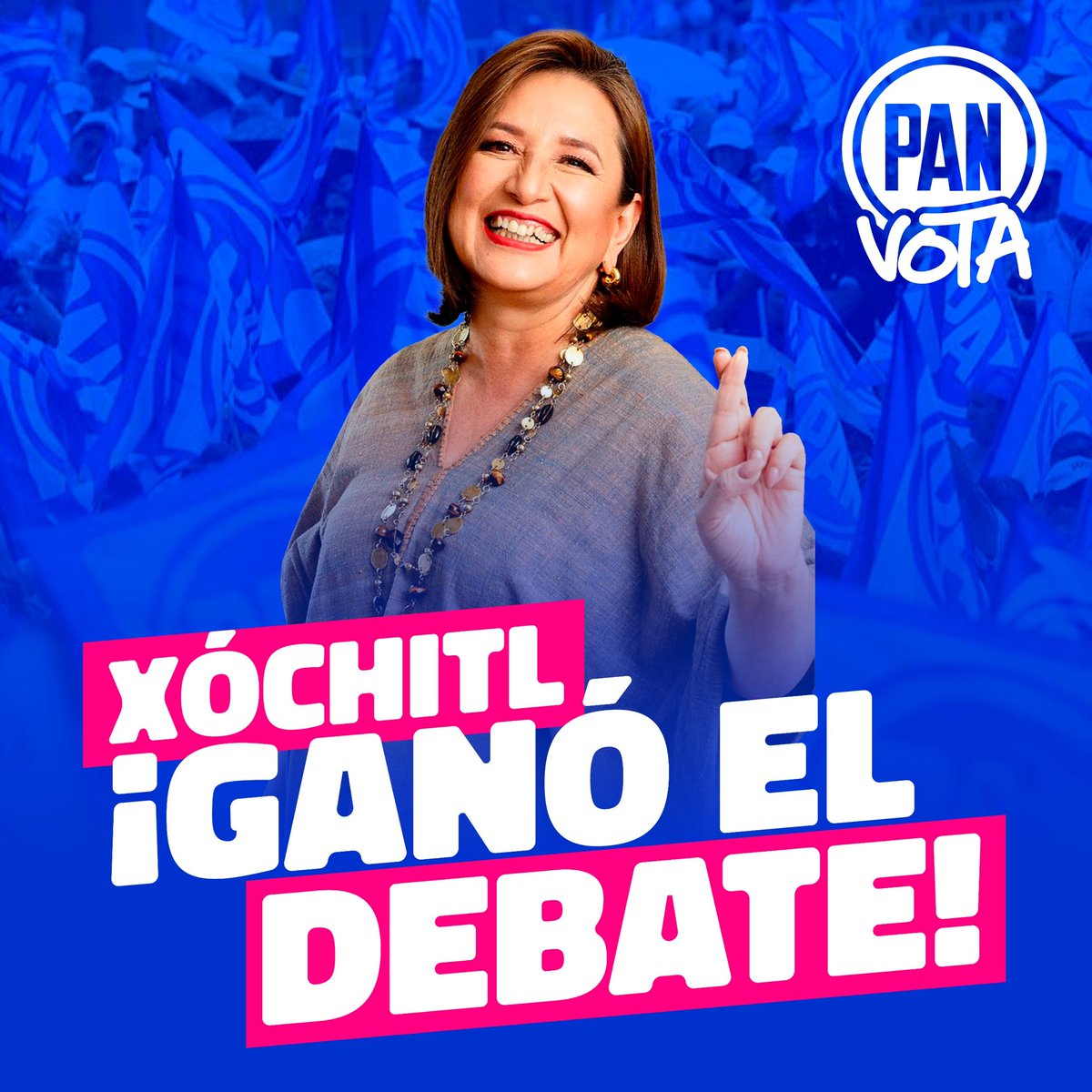 ¿Sabes por qué los dos candidatos de Morena se dedicaron a atacar a <a href="/XochitlGalvez/">Xóchitl Gálvez Ruiz</a> durante todo el #DebateINE? 

¡EXACTO! Refleja que ella ya se encuentra encabezando las preferencias ciudadanas y ganará el 2 de junio. 🧢🇲🇽🩷

#XochitlGálvezPresidenta2024💙
