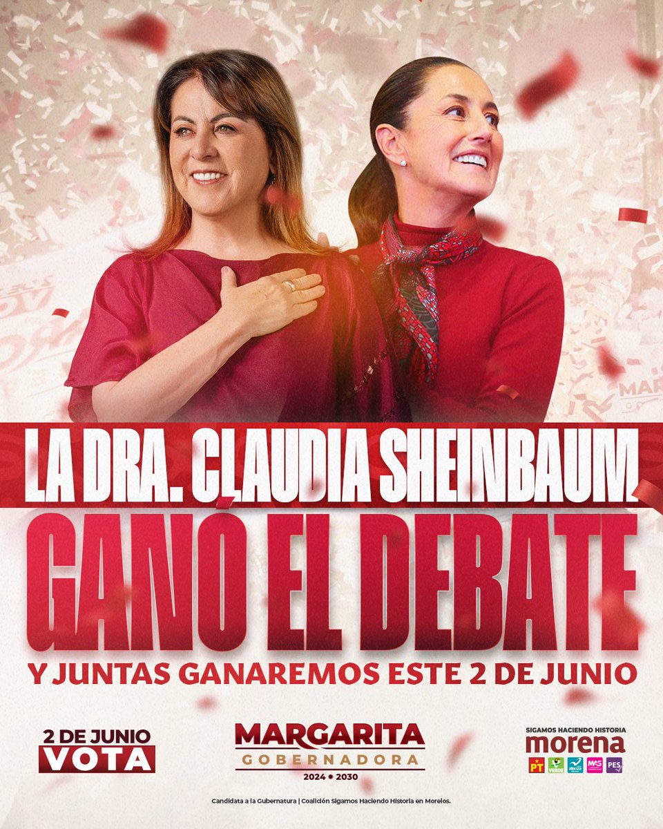 Es inevitable que la capacidad, el humanismo, el conocimiento de los problemas de la gente, la claridad ideológica y la solidez de un proyecto que nació del pueblo, te lleven a ganar un debate. Un abrazo a la primera presidenta que tendrá nuestro país, @Claudiashein