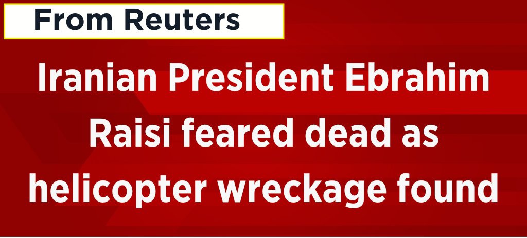 IntrovertJourno's tweet photo. From #Reuters | Iranian President Ebrahim Raisi feared dead as helicopter wreckage found

#IRAN #RaisiHelicóptero #Raisidead #raisi #crash #breakingnews #CNBC #Mossad #israel #war

@Reuters @CNBCTV18Live https://t.co/X9aCLTbBXE