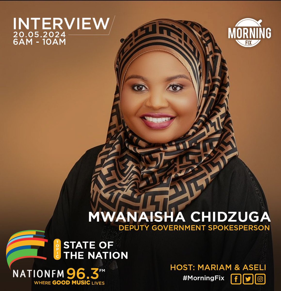 Get ready to tune in to your favorite morning show, #MorningFix, as we welcome Deputy Government Spokesperson, @M_Chidzuga, to the airwaves!

@brian_aseli