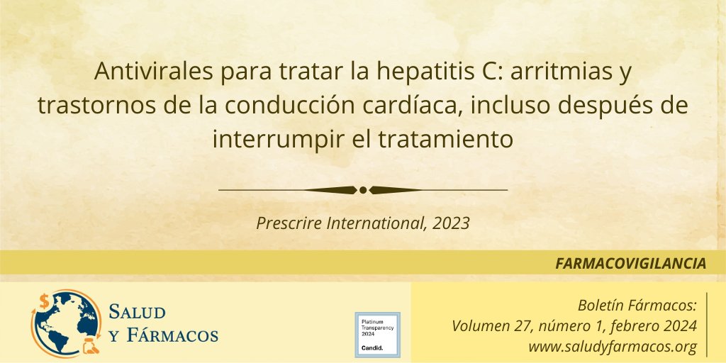 'En la práctica, se debería hacer un monitoreo clínico y electrocardiográfico regular a los pacientes expuestos a antivirales de acción directa para tratar la hep C, incluso después de concluir el tratamiento' @RevuePrescrire En #español 👍 saludyfarmacos.org/boletin-farmac… #Sofosbuvir