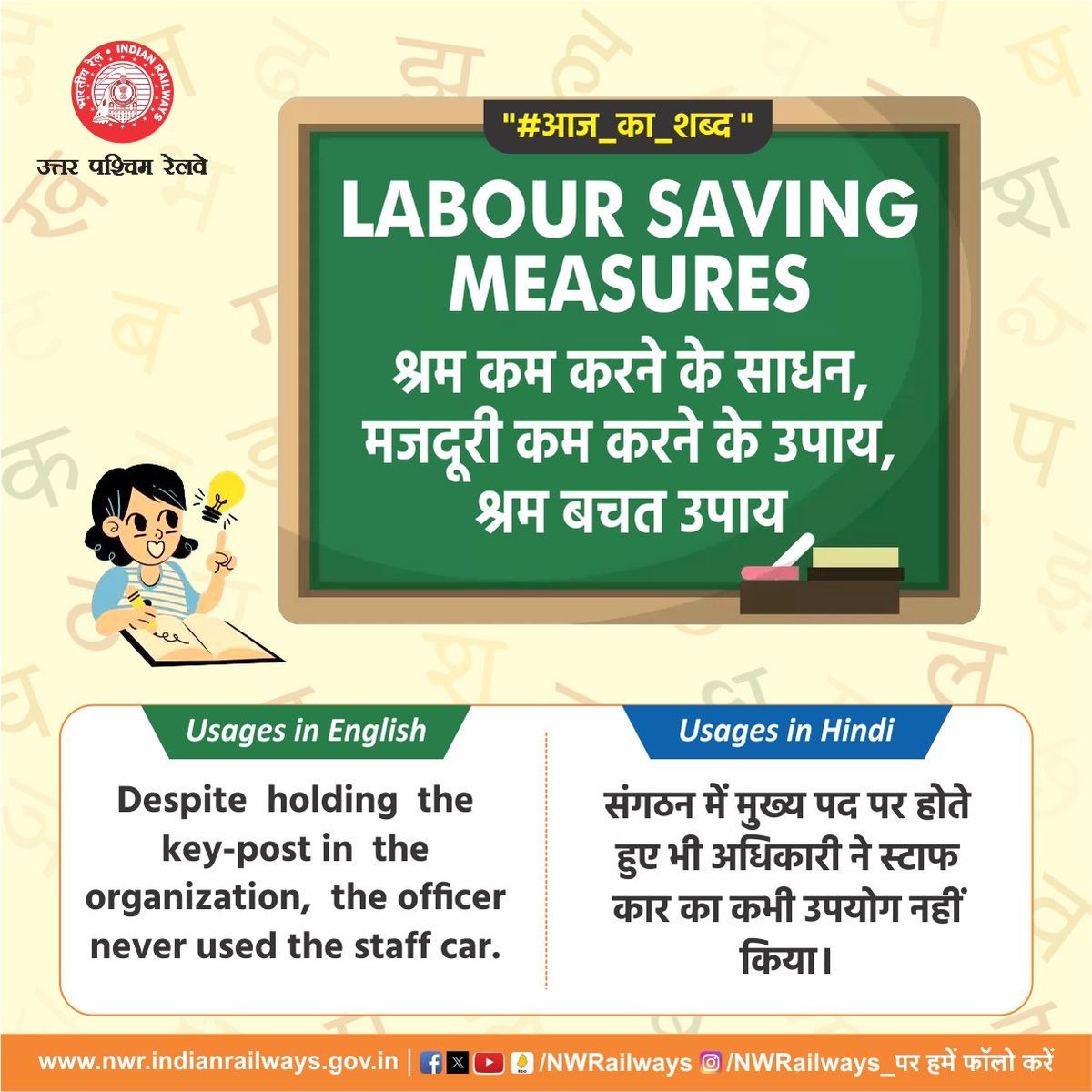 '#आज_का_शब्द ' LABOUR SAVING MEASURES श्रम कम करने के साधन, मजदूरी कम करने के उपाय, श्रम बचत उपाय