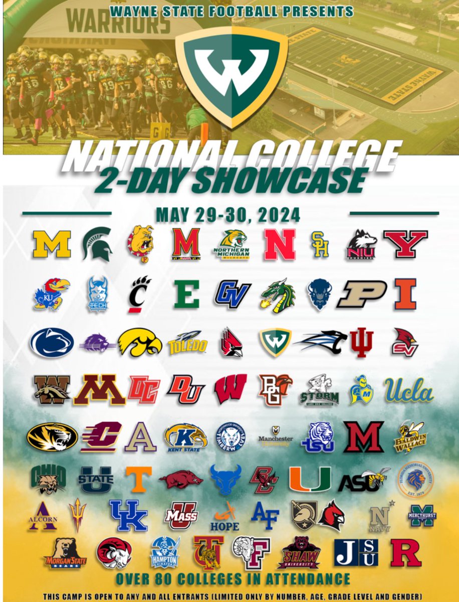 I am happy to say that I will be attending Wayne state football’s national college showcase in Detroit Michigan! @WillieATuckerSr @saguarofootball @D_TKelly @CoachMcClureTBA