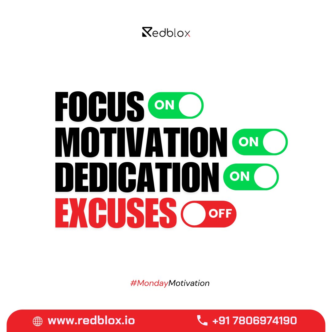 🔥 Let's spark some motivation!
 
💪 Time to focus on your goals, turn on your dedication, and switch those excuses OFF! 🚫

🙅‍♂️ Remember, every step counts towards your success. 

Keep pushing forward! 🚀 

#Dedication #NoExcuses #mondaymotivation #monday #mondaymood #motivation