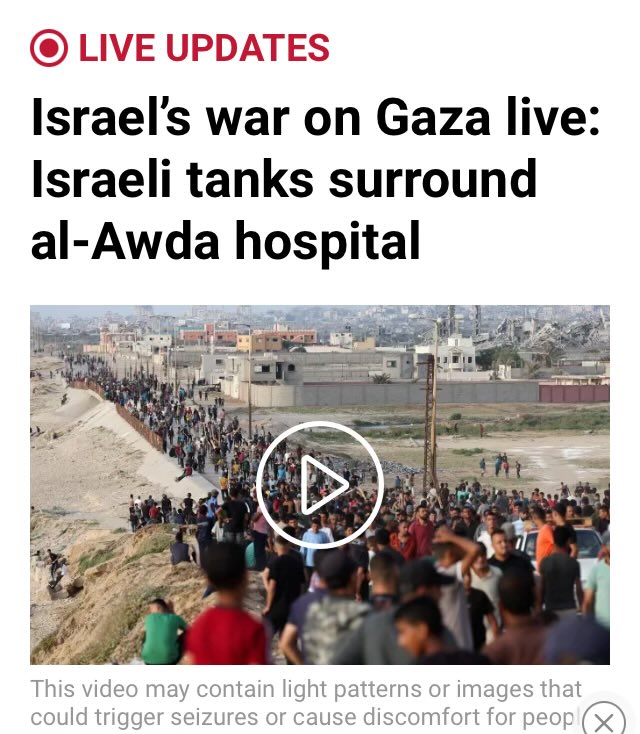 One of the few partially functioning medical facilities in northern Gaza, besieged and out of drinking water. If not stopped, Israel will turn it into a mass grave, like al-Shifa and Nasser hospitals.