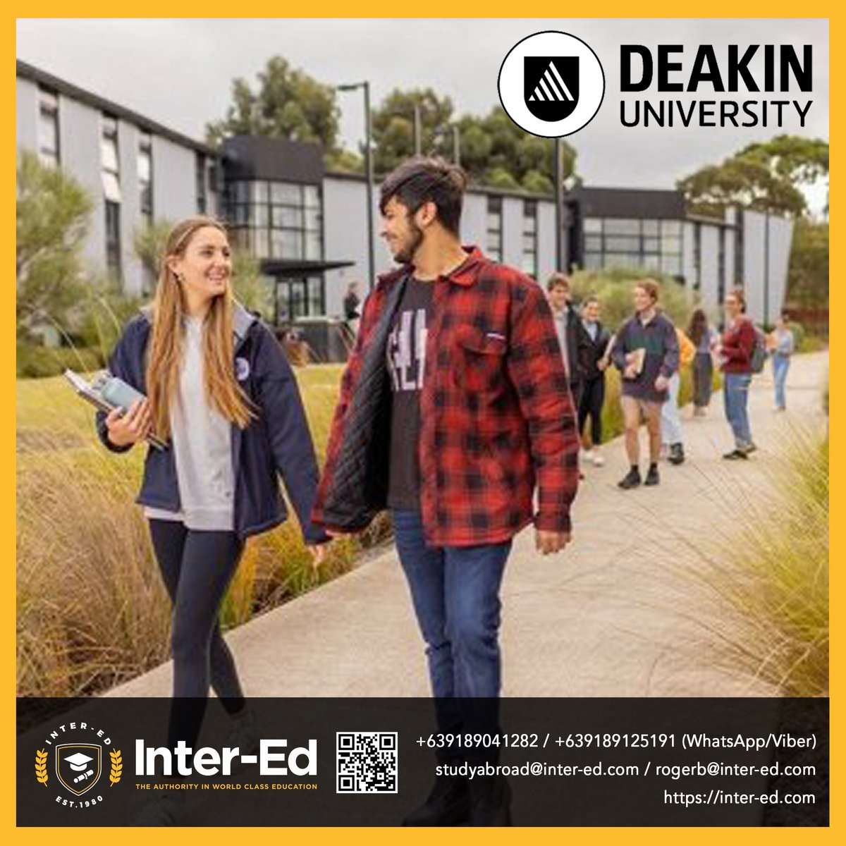 STUDY IN AUSTRALIA!!! 🇦🇺🇦🇺🇦🇺

DEAKIN UNIVERSITY

Send your updated CV/resume to studyabroad@inter-ed.com for assessment. You may contact INTER-ED at +639189041282 (WhatsApp/Viber) or visit inter-ed.com

#InterEdPH #StudyAbroad #StudyInAustralia #Deakin #Australia