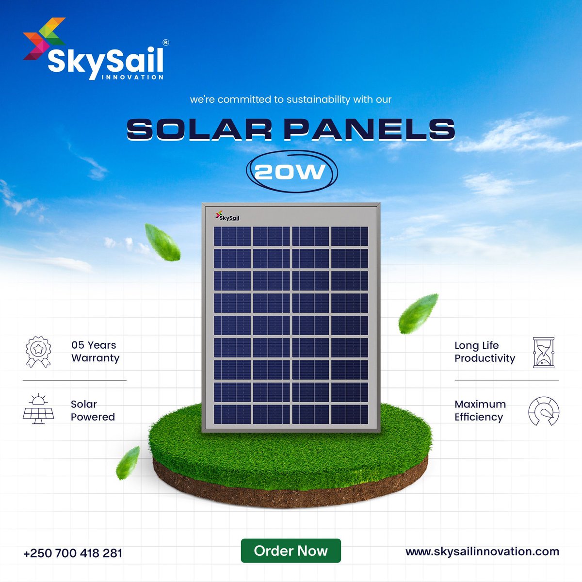 Join us on the journey to sustainability with SkySail Innovation's Solar Panels 20W! 🌞 Embrace renewable energy and power your life with eco-friendly solutions. Let's make a greener tomorrow together! 💡 #SkySailInnovation #SolarPower #RenewableEnergy