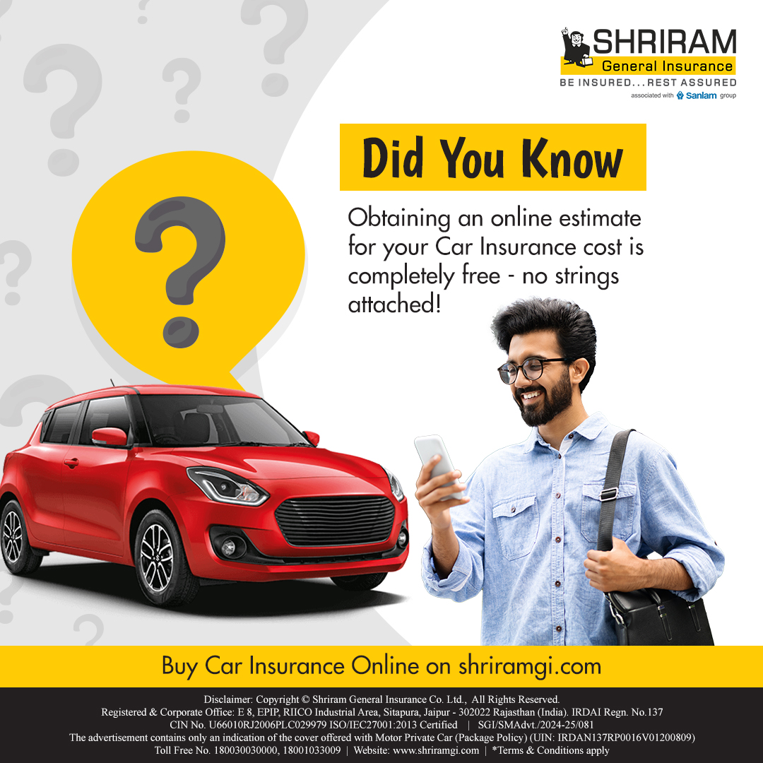 No strings, just savings! Get a FREE car insurance estimate online today. 🚘💸
Visit: shriramgi.com/car-insurance

#FreeQuote #CarInsurance #SmartSavings #CompareBeforeBuy #Insurance #InsurancePremium #Insurance #InsurancePolicy #ShriramGI #SGI