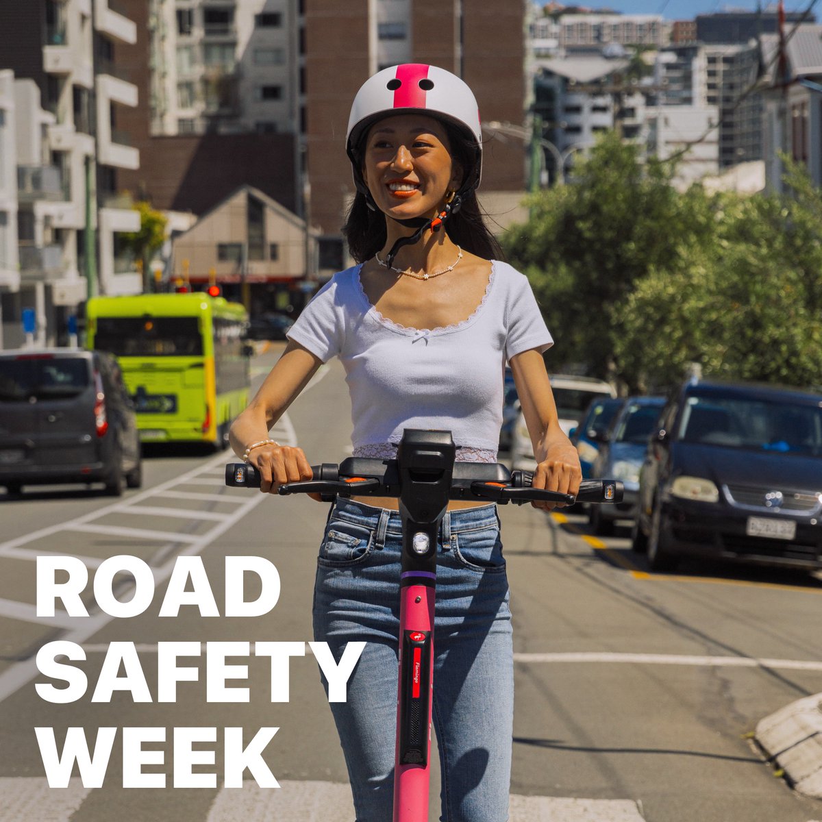 Today marks the start of Road Safety Week 2024! 🛴🚲 It's the perfect time to brush up on your road safety skills and refresh your knowledge of local rules and regulations: flamingo.co.nz/how-to/scooter  #RoadSafetyWeek