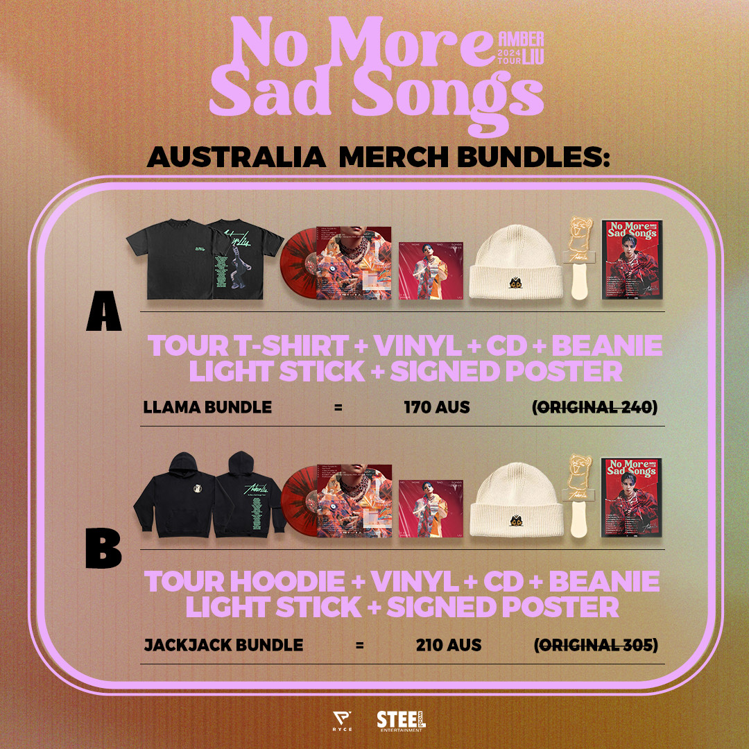 We can't stop thinking about @amberliu's recent tour of Aus! 😍 For a limited time, you can purchase official tour merch put together by Amber, including a signed poster & her limited edition JJ beanie!⁠ 👉 Get your merchandise at amberliu.bandtshirts.com.au