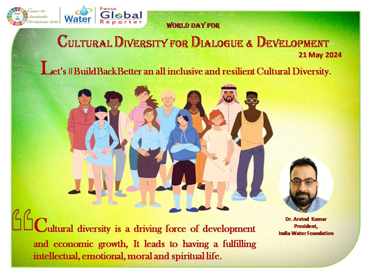 IndiaWaterFoun1's tweet photo. #Culture4Development #Voice4Culture #CulturalDiversityDay #CulturalDiversity #WeArePartoftheSolution #ForNature #ElizabethMMremaExecutiveSecretaryConventiononBiologicalDiversity @PMOIndia @narendramodi @NITIAayog @CenterForBioDiv @UNBiodiversity @FAOclimate @BESNet_UNDP https://t.co/b56CwwfsZh