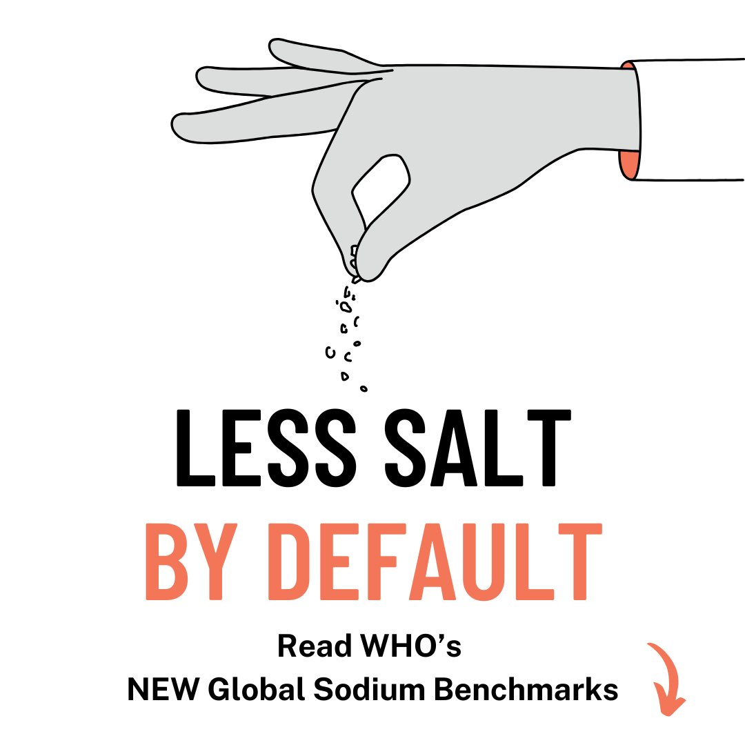 WHO's tweet photo. While it's nearly impossible to remove salt from already made foods, we can ensure less is added from the beginning.
Reducing global sodium intake by 30% by 2025 would save almost 2 million lives each year.
WHO’s updated benchmarks provide guidance to help countries set sodium thresholds https://t.co/2Z9L3m6LZQ
#LessSalt
