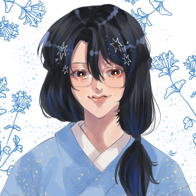 「blue kimono kimono」 illustration images(Latest)