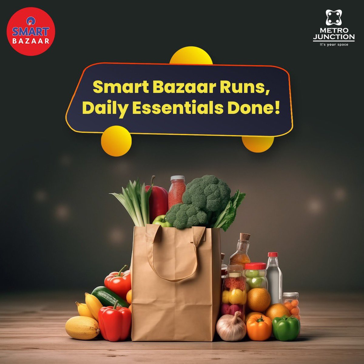 Fresh fruits & vegetables is all you need to keep your health in good condition.

Do not compromise with your health. Shop from Smart Bazaar only.

#MetroJunctionMall #SmartBazaar #Fruits #Vegetables #Groceries #Supermarket