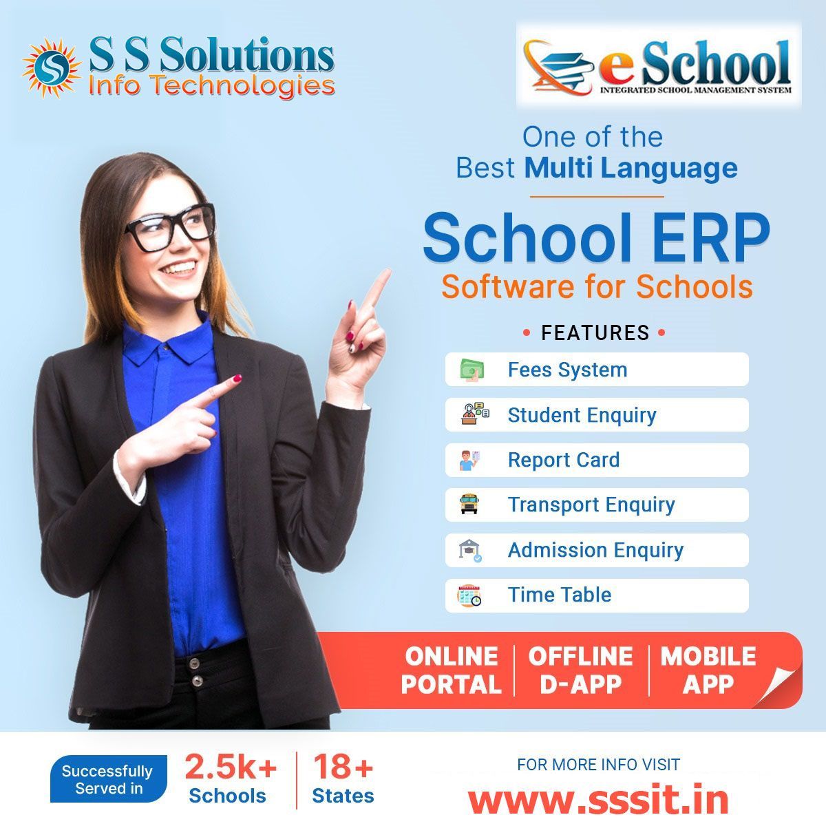 SSSolutionsIT's tweet photo. eSchool Education ERP Software for Schools &amp; Colleges to handle Enquiries, Admissions, Fee Management, Transport Management, Concession Records &amp; more.

HURRY!!! PROMOTIONAL OFFER
COST: RS. 15000/- 20% DISCOUNT 
DISCOUNTED COST: RS. 12000/- https://t.co/ZxO8mfFvX6