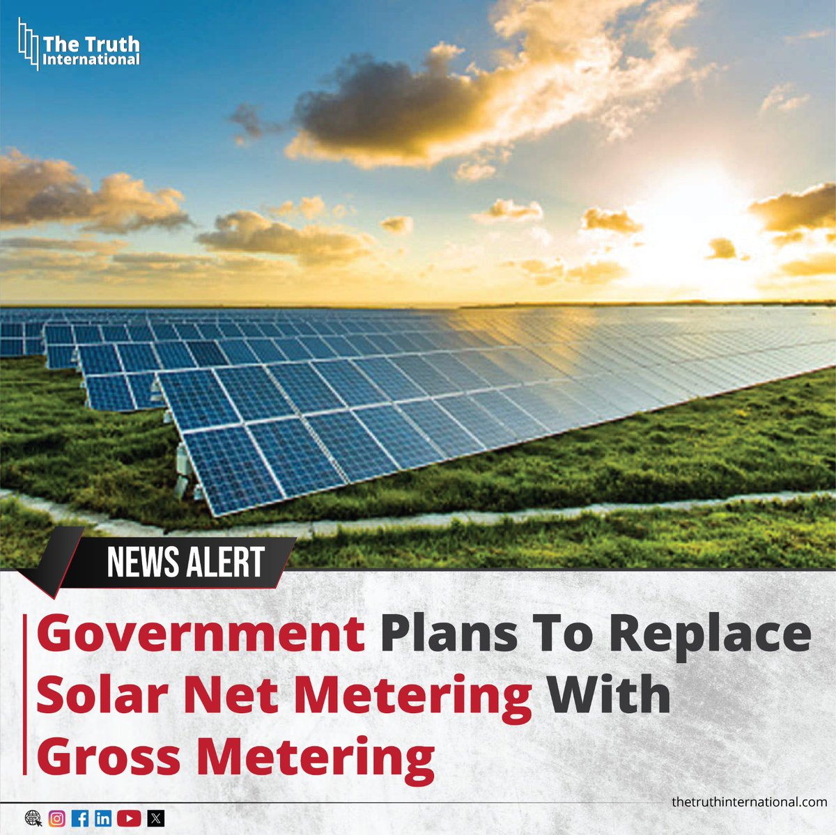 ttimagazine's tweet image. Government Plans To Replace Solar Net Metering With Gross Metering

For Detail
thetruthinternational.com/national/gover…

#solar #government #solarnet 
#metering #plans #tti #thetruthinternational #ttimagazine
