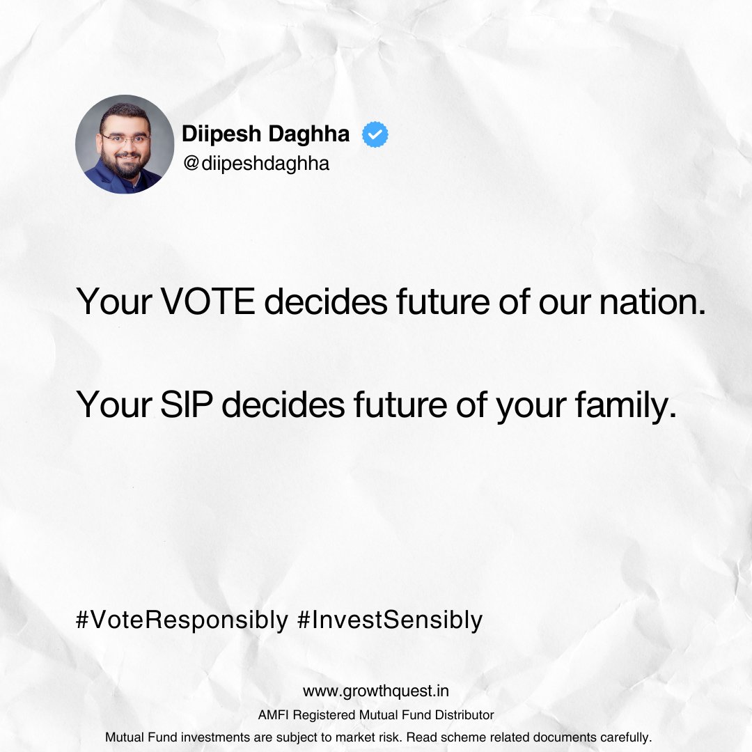 Your Vote decides the future of our country.

Your SIP decides the future of your family.

Vote for prosperity of the country.

SIP for prosperity of your family.

#IndiaVotes
#VoteForProsperity
#SIPForProsperity