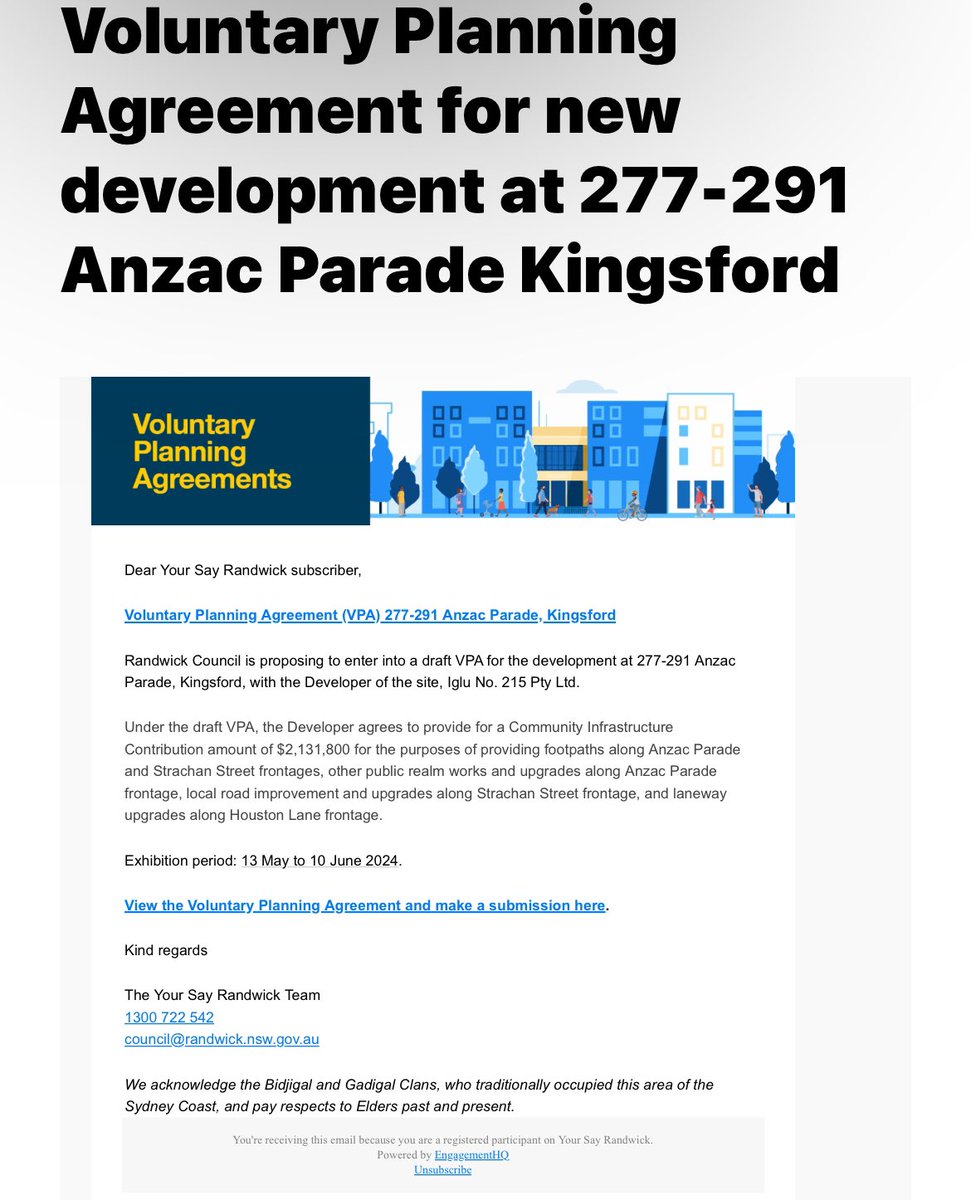 The developer will make tens of millions in profit and @RandwickCouncil staff thinks a pathetic $2 million for footpaths is enough? What about sewage & water infrastructure upgrades? Tree planting , spirts facilities and open space? @RandwickMayor