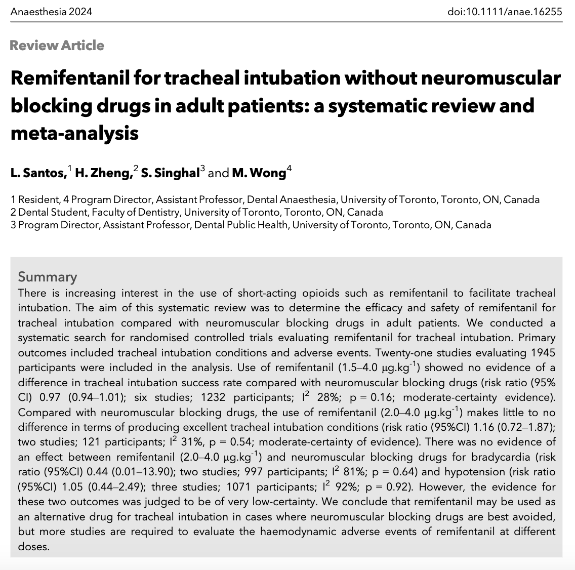 🔓Remifentanil for tracheal intubation without neuromuscular blocking drugs in adult patients: a systematic review and meta-analysis 🔗…-publications.onlinelibrary.wiley.com/doi/10.1111/an…