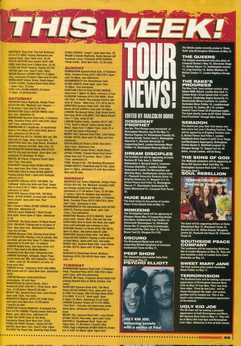 May 13, 1995 KERRANG RADIO & TELEVISION/KLUBZ/TOUR NEWS
