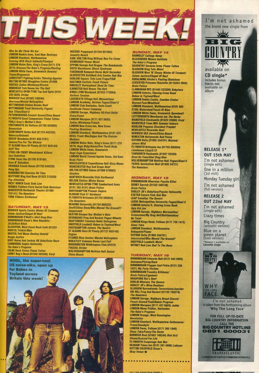 May 13, 1995 KERRANG HOT & HAPPENING/METAL GIG GUIDE