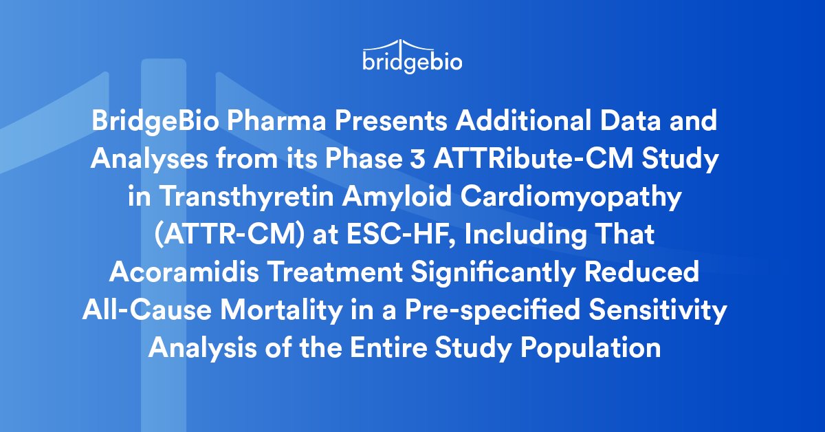 Excited to share a sub-analysis comparing acoramidis to placebo in Stage 4 chronic kidney disease & results from a pre-specified sensitivity analysis from ATTRibute-CM, our Phase 3 study of acoramidis in ATTR-CM, & 3 posters at @ESCardio Heart Failure. bit.ly/4dE9zPm