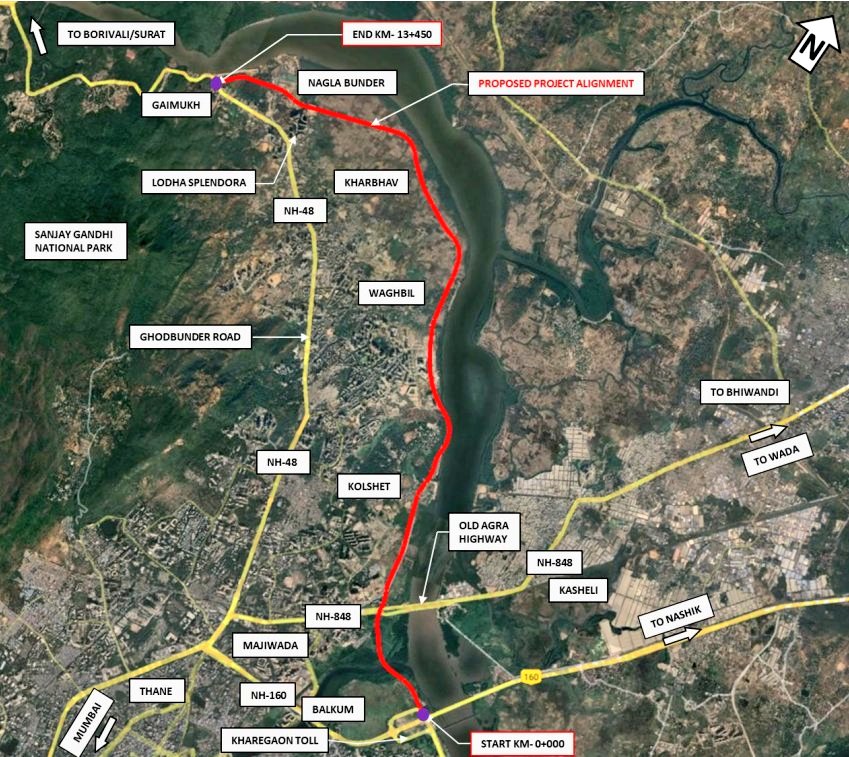 Thane Coastal Road project update. Here's the alignment of the upcoming Thane Coastal Road by @MMRDAOfficial This road will ease off Ghodbunder road's traffic big time. @mieknathshinde #Maharashtra @TMCaTweetAway