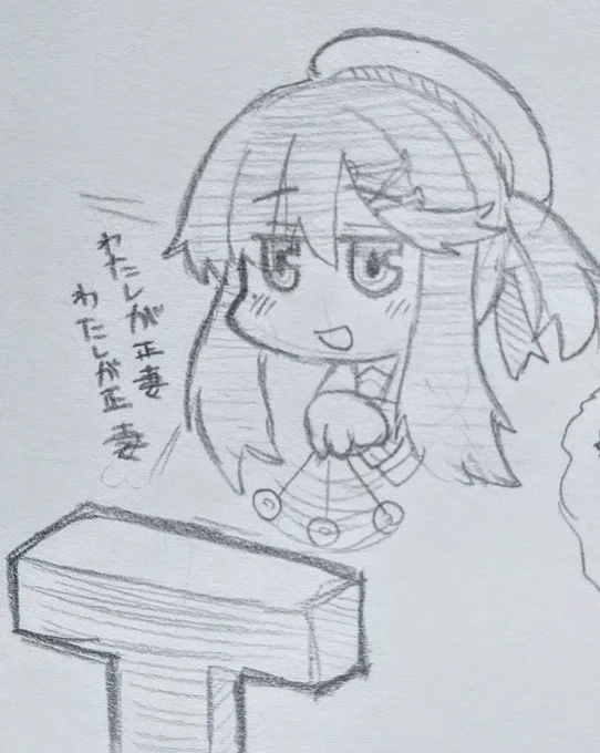 昨日のお絵描き 提督に暗示を刷り込む対馬ちゃん