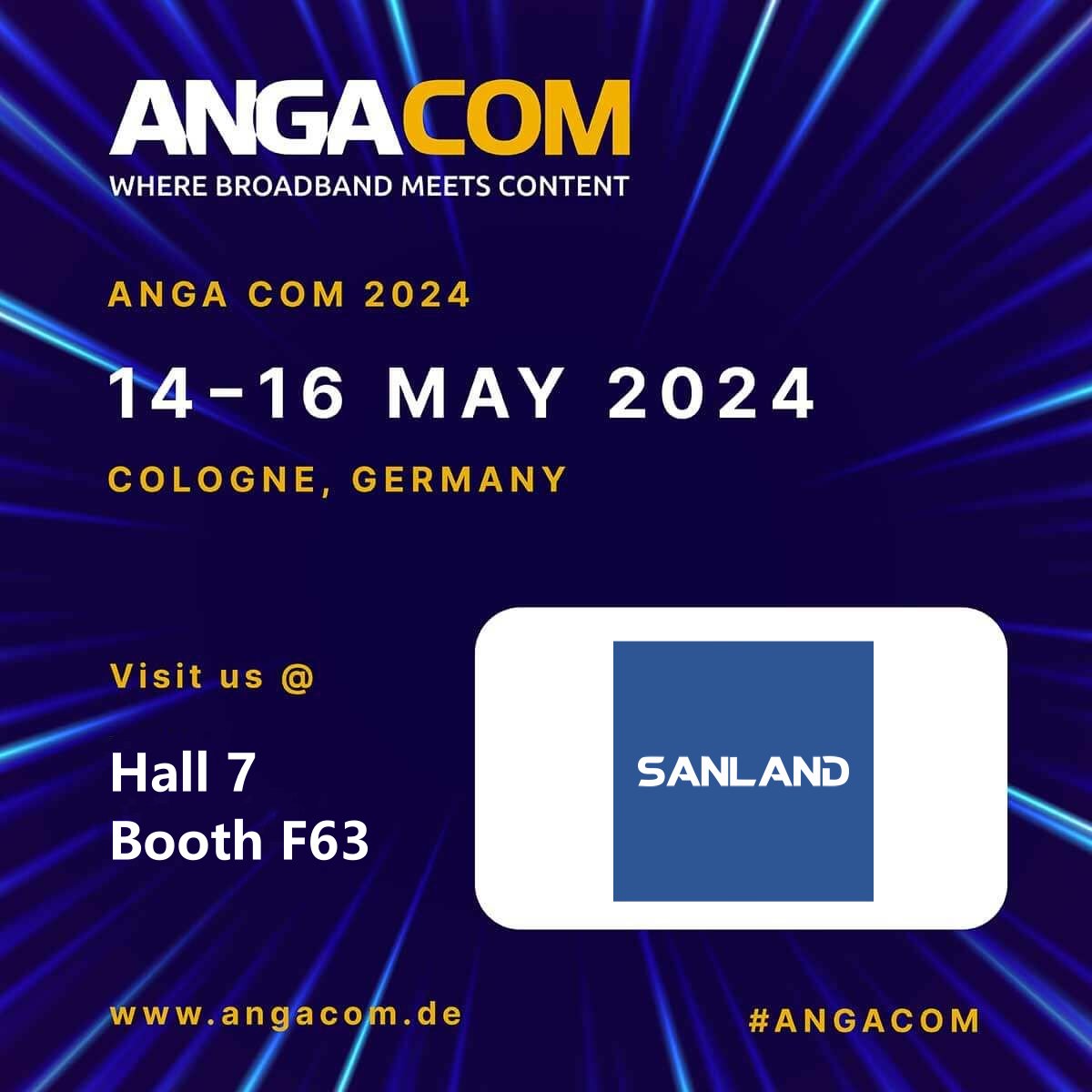 #ANGACOM2024 is just around the corner – it's tomorrow! Join us to explore our innovative FTTx products.

🗓Date: 14-16 May 2024

📍Location: Cologne, North Rhine-Westphalia, Germany

Visit our Hall 7, Booth F63 to experience our latest products. We hope to see you there!