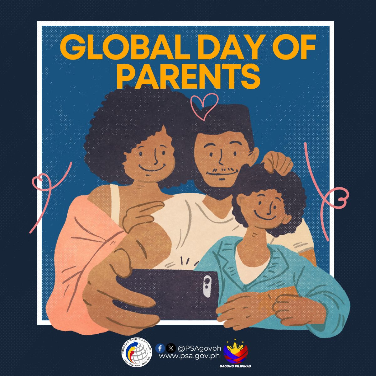 Global Day of Parents! The Philippine Statistics Authority greets every parent, grandparent, caregiver, babysitter, and everyone who plays a central role in a child's well-being and development. A Happy Global Day of Parents! Related Press Release: psa.gov.ph/statistics/chi…