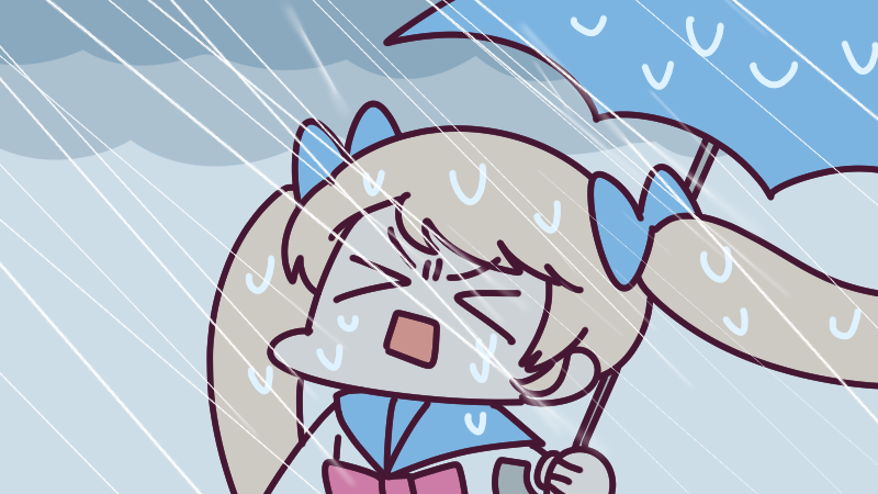 「5月13日(月)、雨の月曜日  風が強いせいで、傘をさしていてもびしょ濡れ にな」|ナイセン®︎【公式】🏆ﾃﾚﾜｰｸに役立つｻｰﾋﾞｽ No.1のイラスト