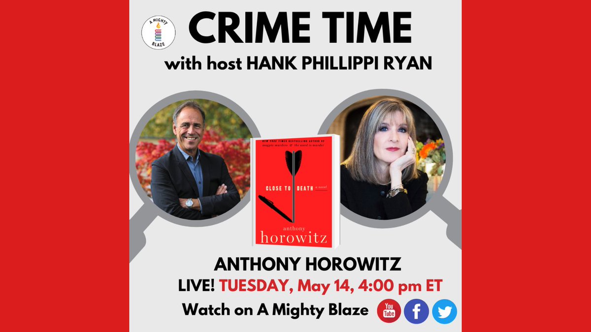 'Close to Death' by @AnthonyHorowitz is 'an absolutely engrossing tale ... written with the abundance of whimsy and dark humor that seems to permeate nearly everything that Horowitz creates,' says @ALA_Booklist. Crime Time with @HankPRyan. 4 PM ET TODAY