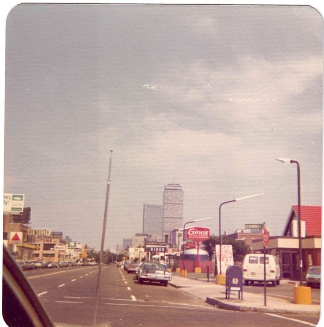 Thanks to Bob Buckley for this one! Boylston and Kilmarnock, Summer 1973 I wanted to get a snapshot of the Hancock and the Pru, but my Father wouldn't pull over. So, I hung as far as I could out the car window and took it anyway. That's why the radio antenna of a 1971 Ford is so