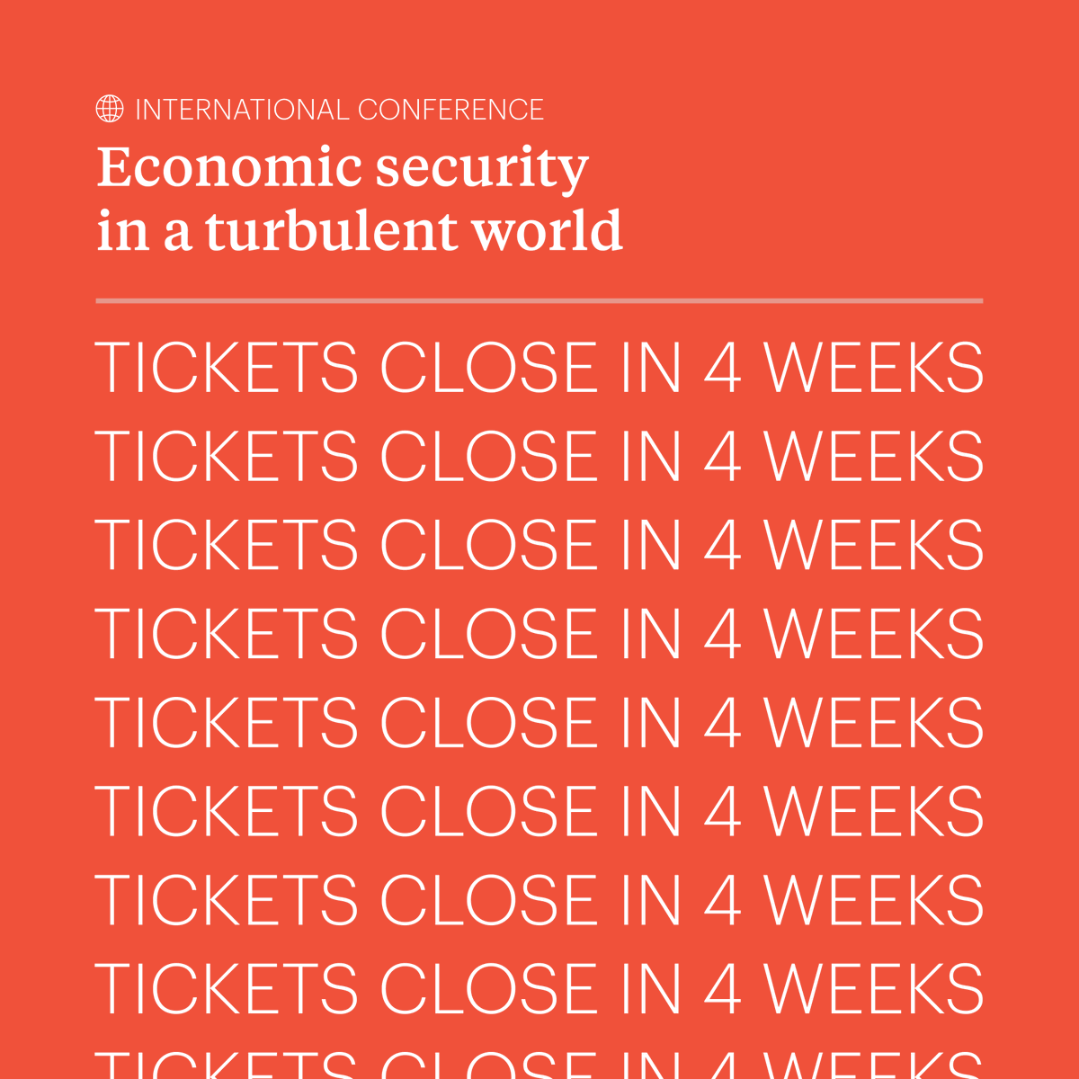 USSC's tweet image. #4weeksleft | Join the world's experts as they examine the policy choices and trade-offs we face in the midst of geopolitical instability and economic volatility. 
 
Get your tickets to Economic security in a turbulent world before they sell out 👉 ussc.edu.au/economic-secur…