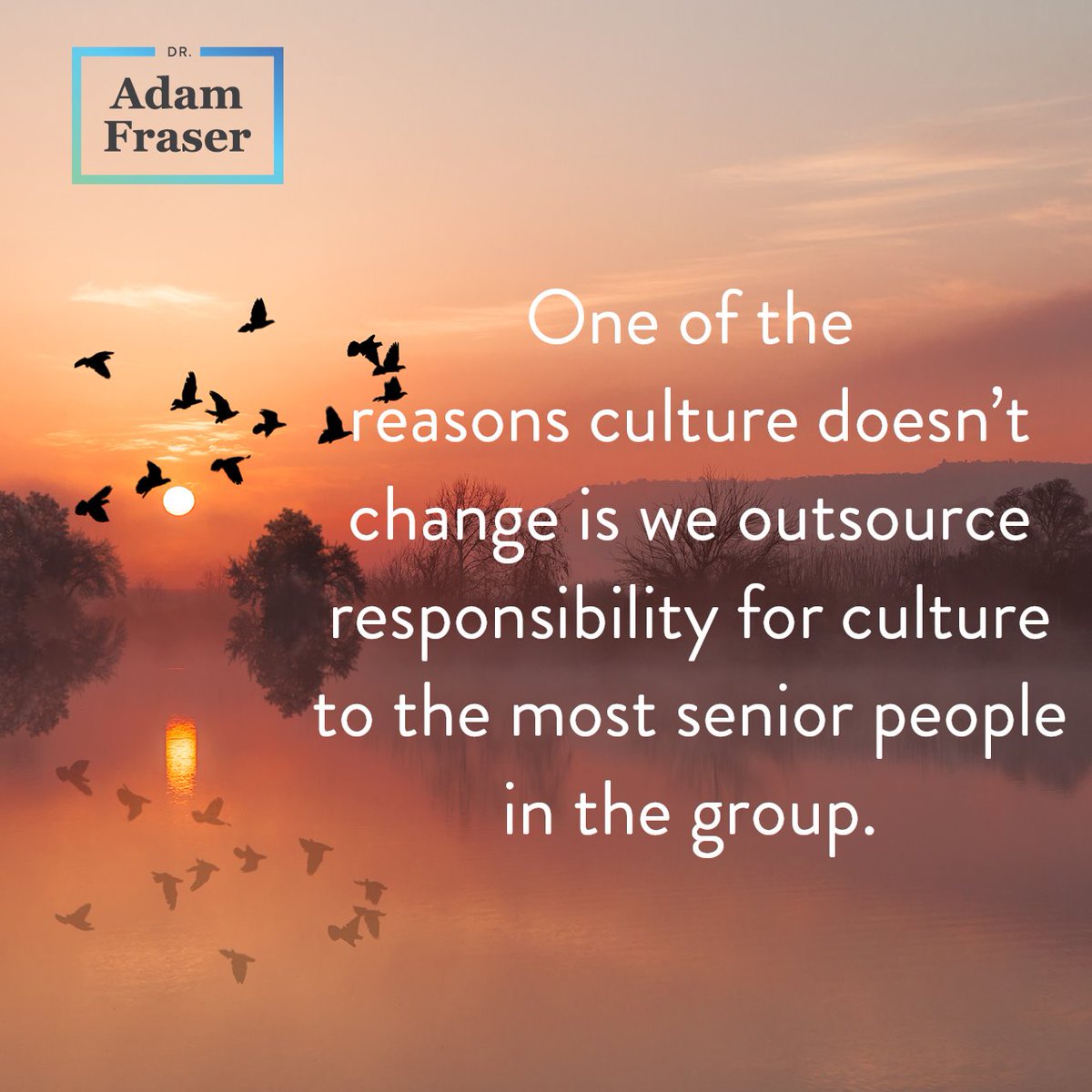 Everyone affects the culture of an organisation.

Do you agree with this?

#dradamfraser #rippleeffect #workplaceculture