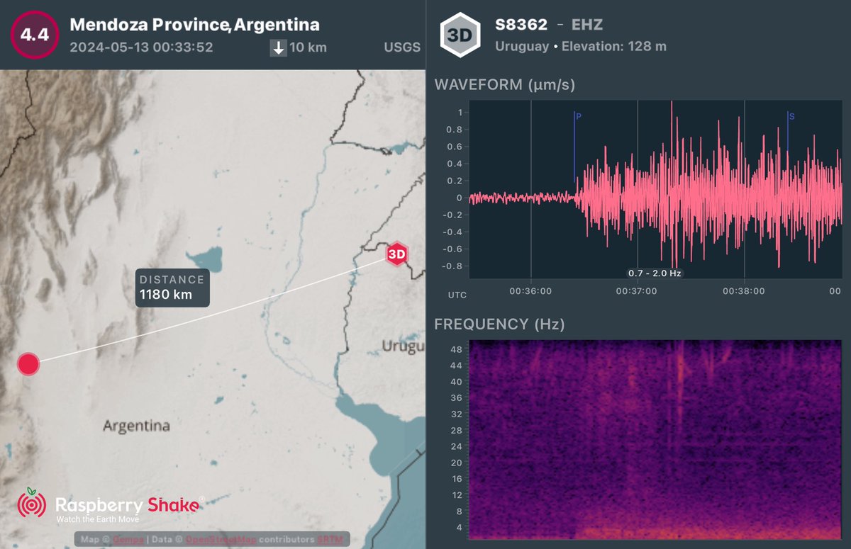 #Earthquake recorded on the #RaspberryShake #CitizenScience seismic network. See what's shaking near you with the @raspishake #ShakeNet mobile app