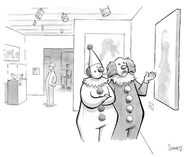 The Finalists have arrived in a clown car. My Entry in The New Yorker Cartoon Caption Contest #894 attemptedbloggery.blogspot.com/2024/04/my-ent… #BenjaminSchwartz #Clowns #Art #TheNewYorker #Cartoon #CaptionContest